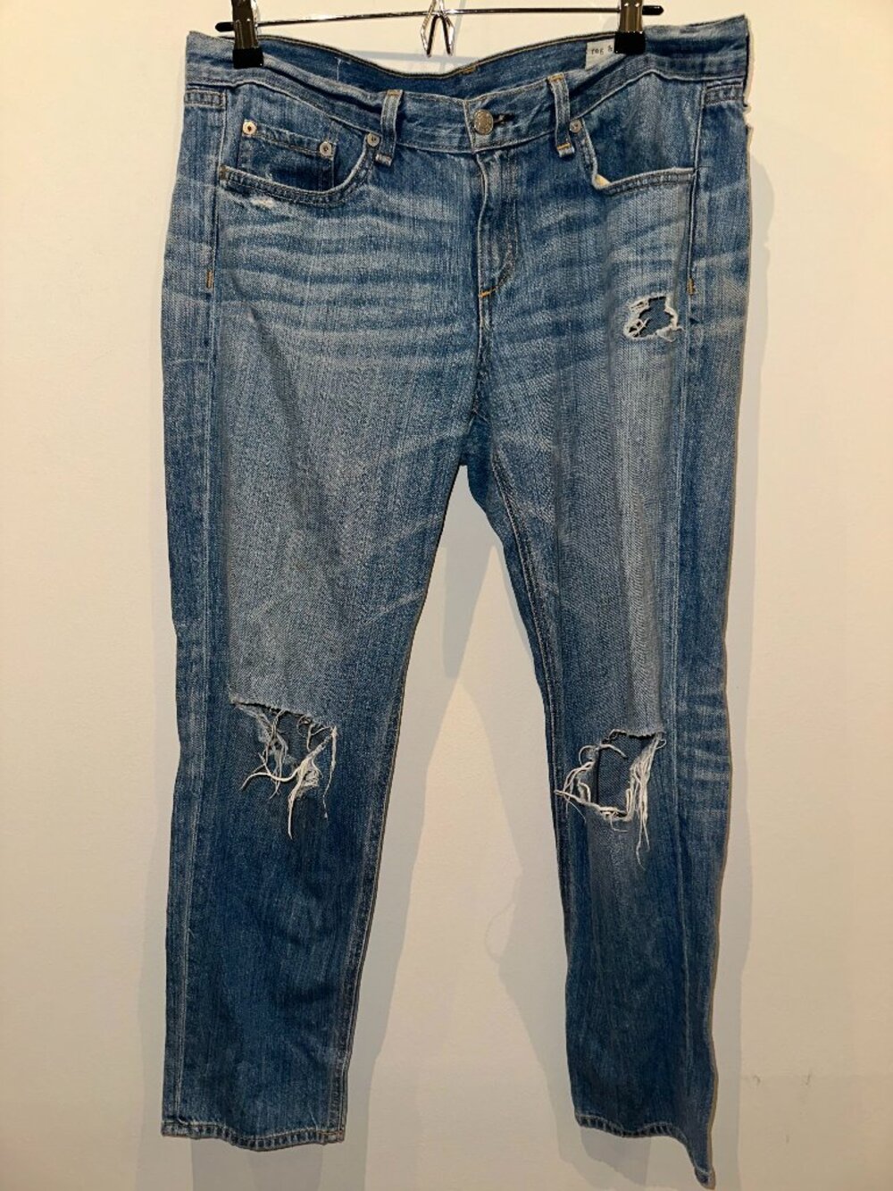 Rag & Bone / Jean Distressed Mid-Rise Denim Jeans